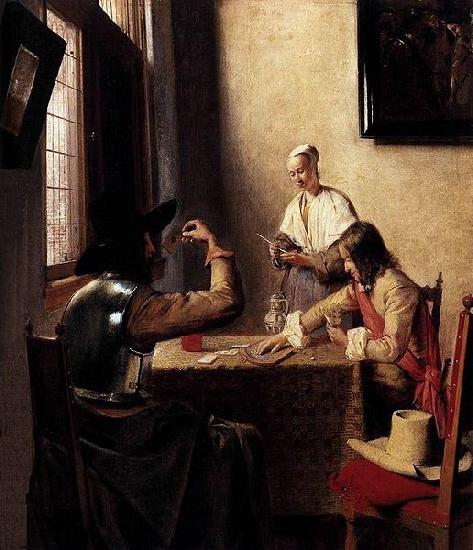 Pieter de Hooch Soldiers Playing Cards oil painting image